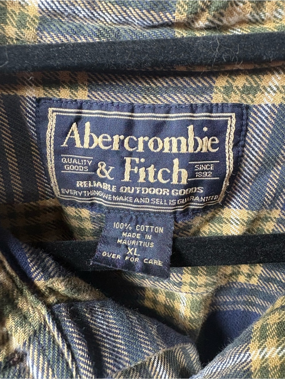 Abercrombie & Fitch Navy and Olive Plaid Cotton Shirt Jacket